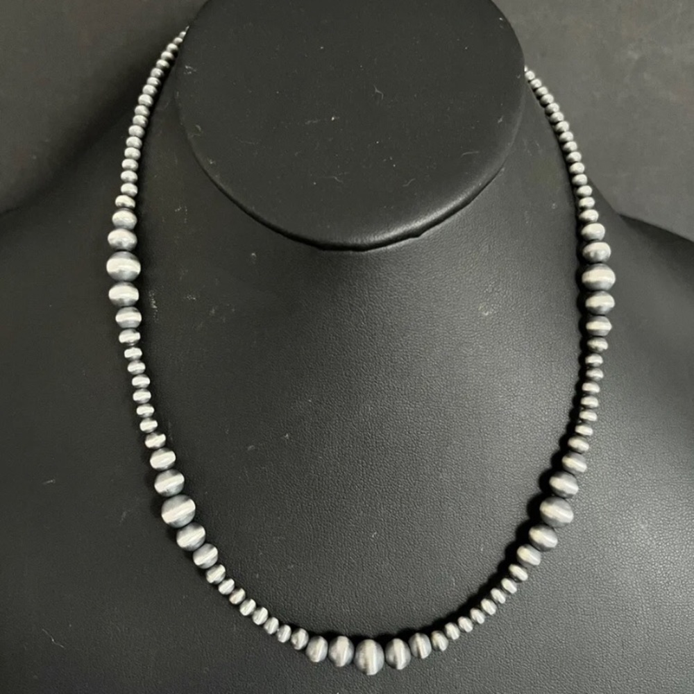 Sterling Silver 4mm- 8mm Graduated Pearls Bead Necklace. 20 Inch